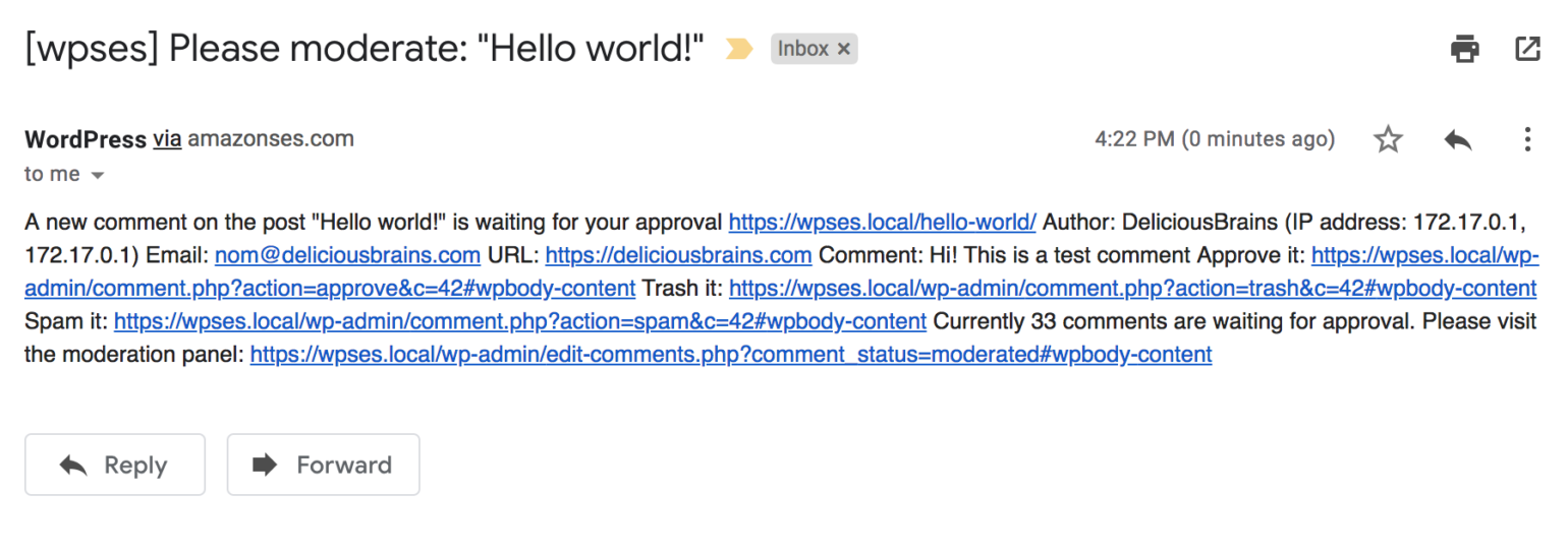 Broken WordPress site email.