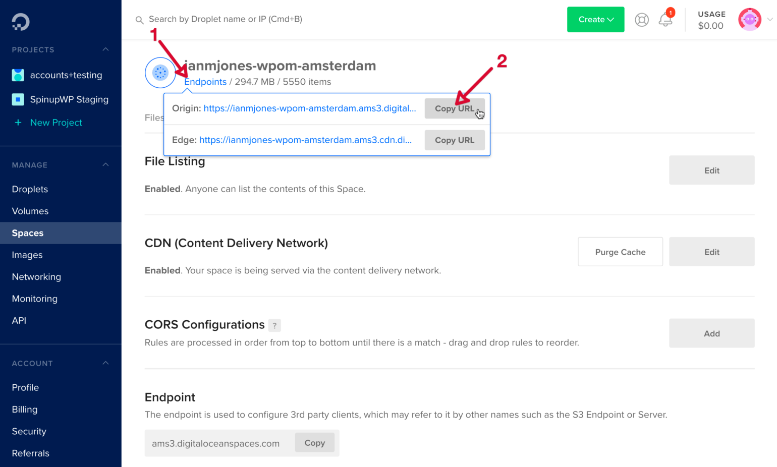 DigitalOcean Origin Endpoint