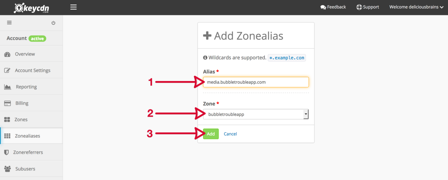 KeyCDN Save Zonealias