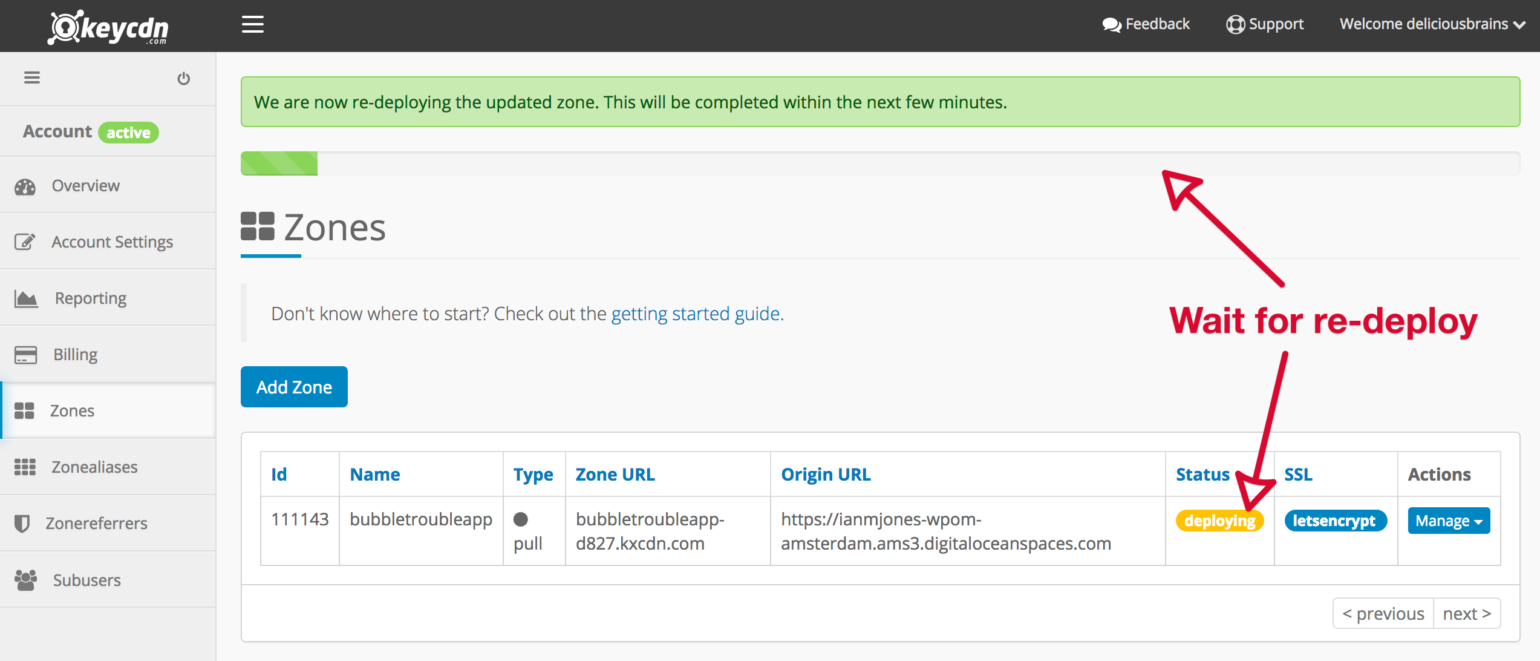 KeyCDN Zone Re-deploying
