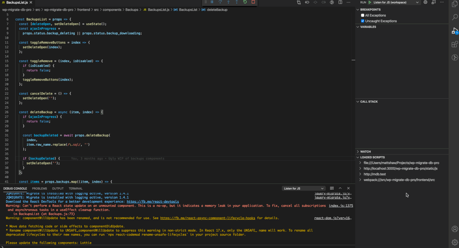 Debugging JS in VS Code