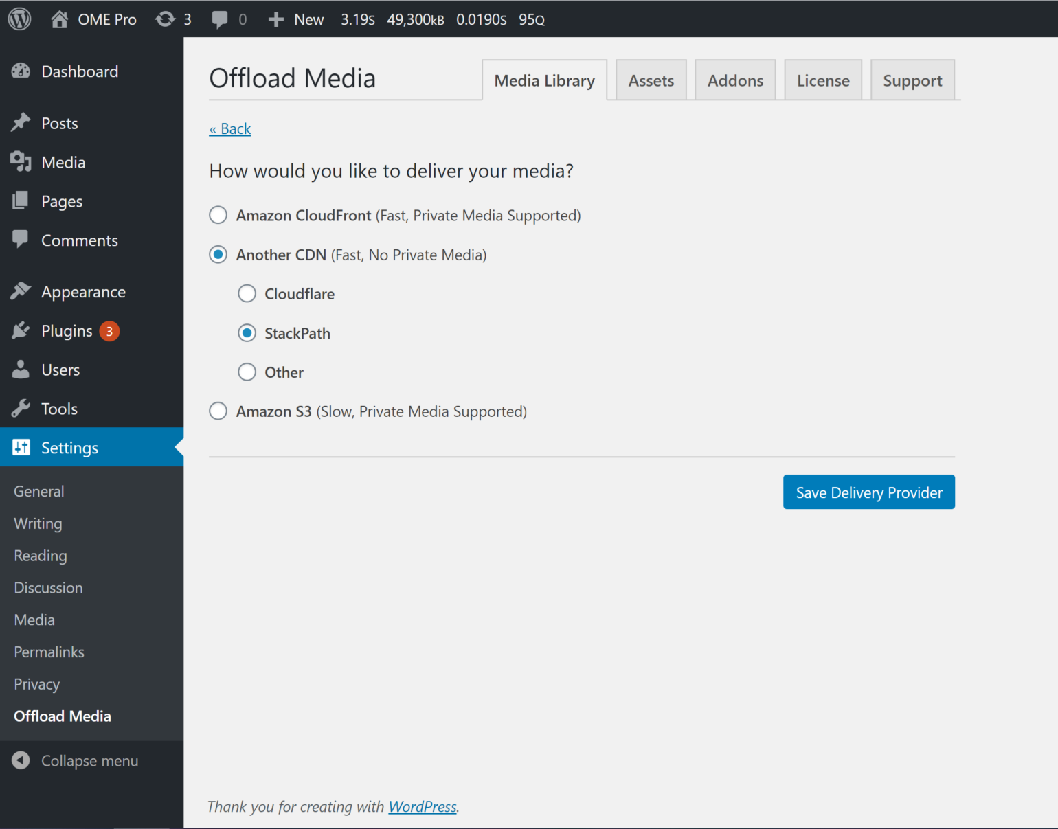 StackPath setup - Offload Media delivery provider