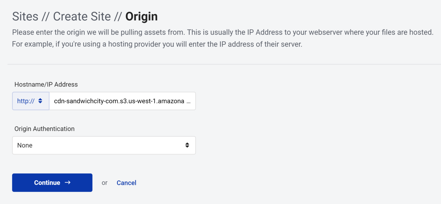 StackPath setup - Site origin