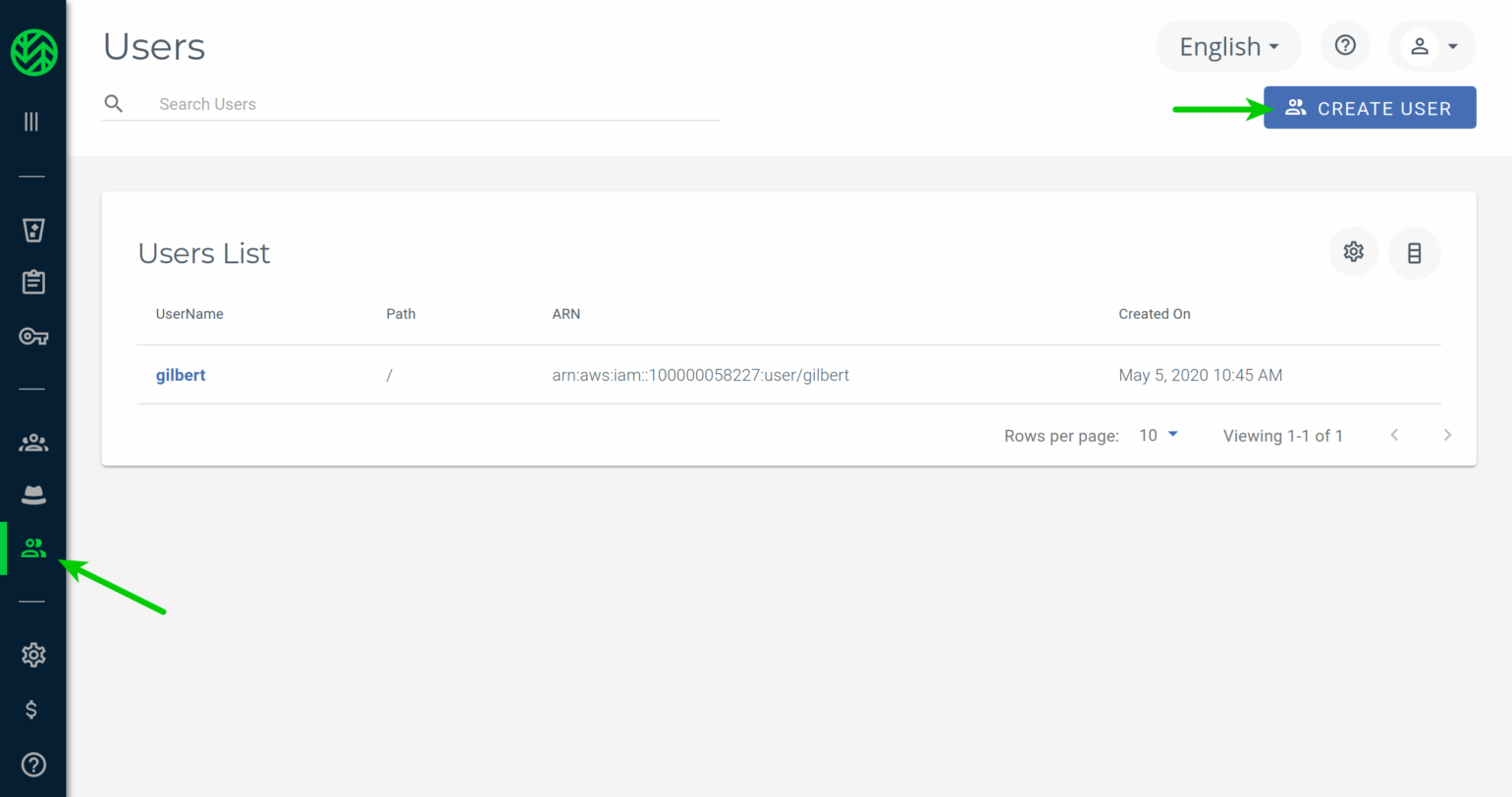 Create user in Wasabi Console