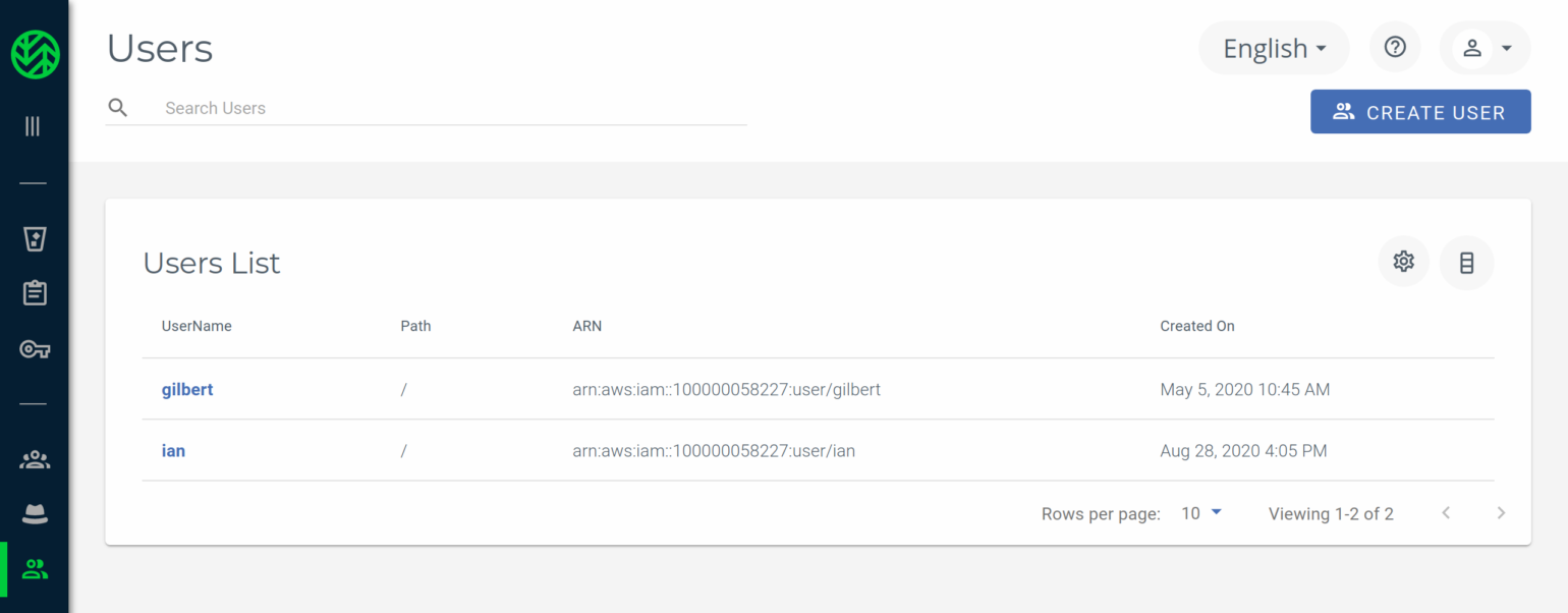 New user seen in Wasabi Console Users area