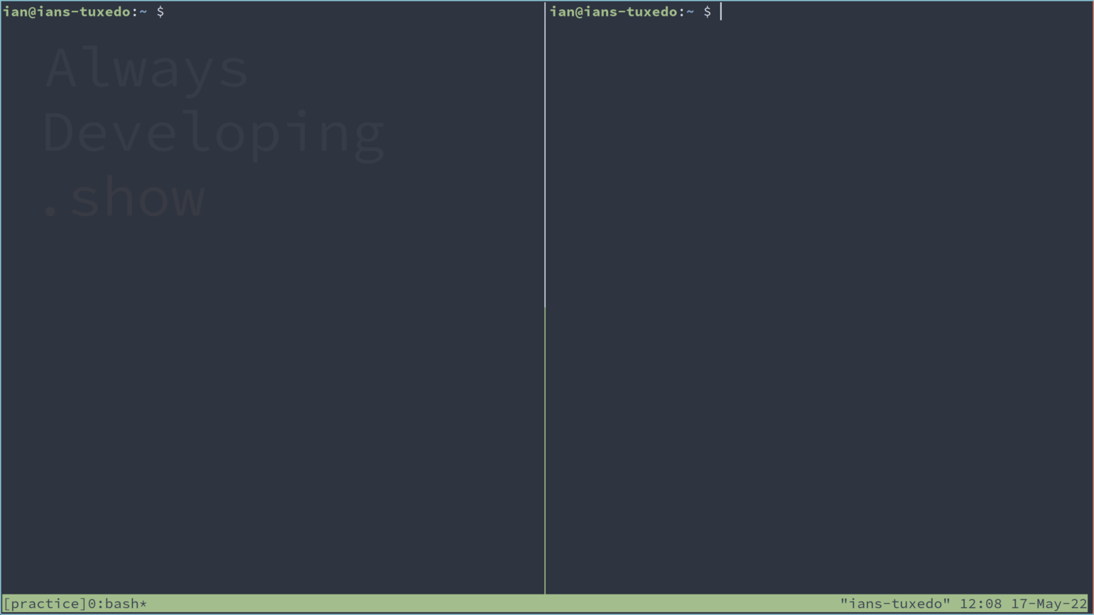 Splitting panes in tmux.