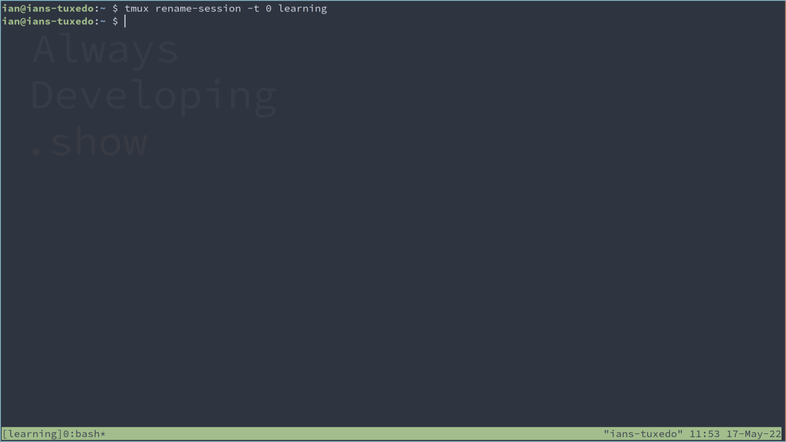 Renaming a session in tmux.
