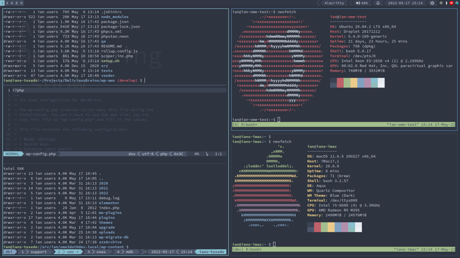 tmux resized alongside other windows.