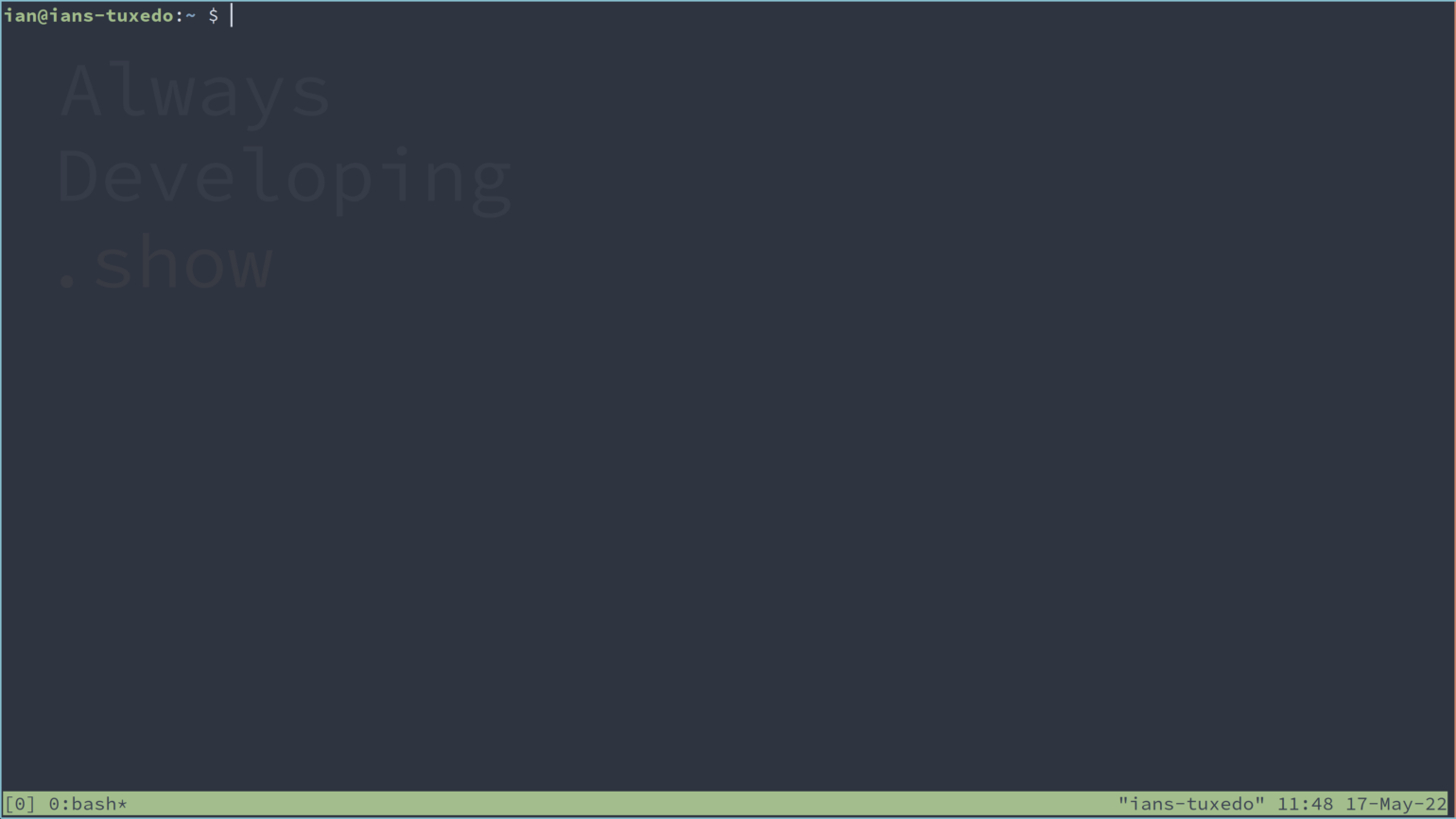 A screenshot of tmux showing the status bar.