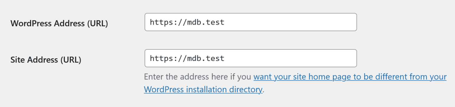 Setting HTTPS in the WordPress admin.