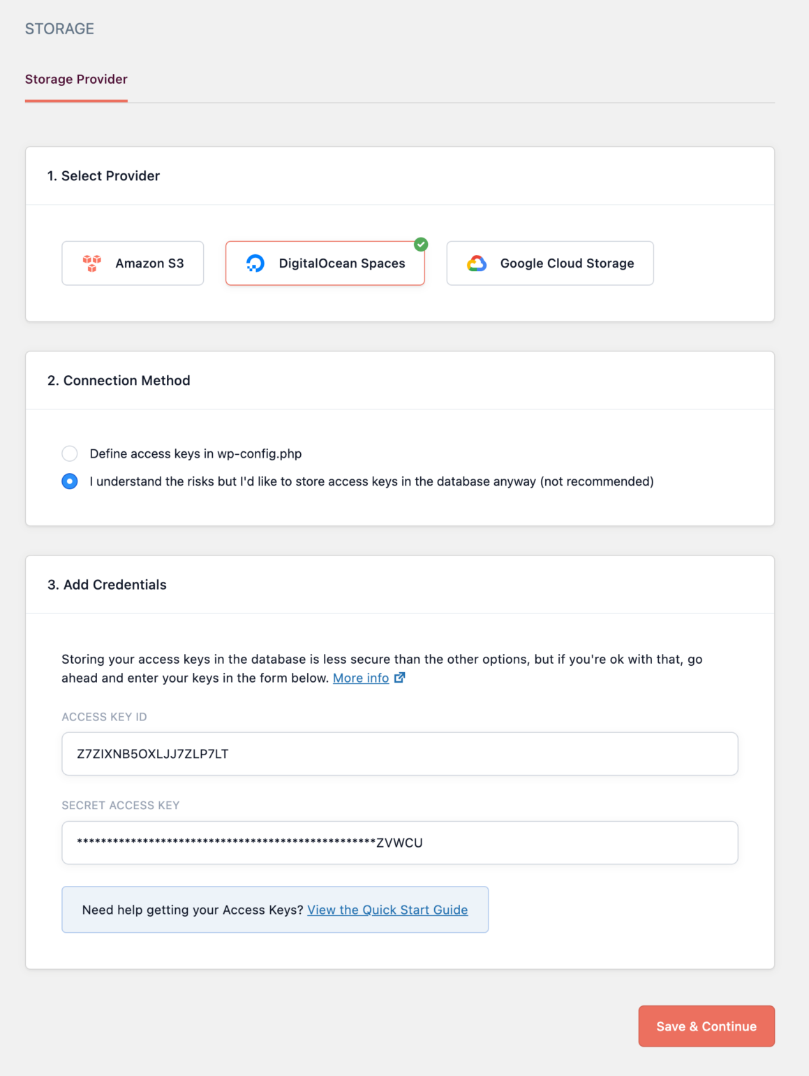 Save DigitalOcean Spaces Access Credentials In WP Offload Media